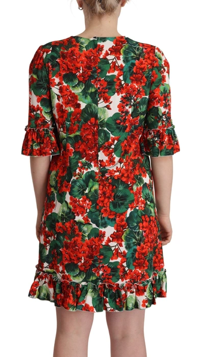 Dolce & Gabbana Multicolor Red Floral Shift Gown Dress In Multicolor