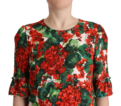 Dolce & Gabbana Multicolor Red Floral Shift Gown Dress In Multicolor