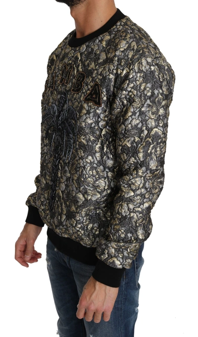 Dolce & Gabbana Samba Jacquard Palm Crewneck Men's Sweater In Multicolor
