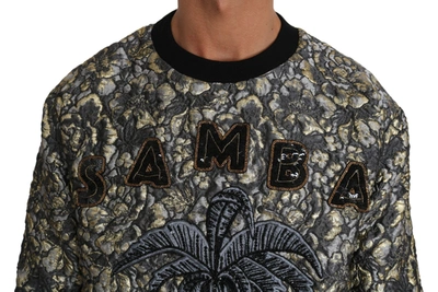Dolce & Gabbana Samba Jacquard Palm Crewneck Men's Sweater In Multicolor