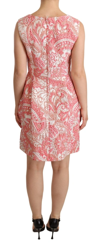 Dolce & Gabbana Pink Lily Viscose Sheath Stretch Midi Dress