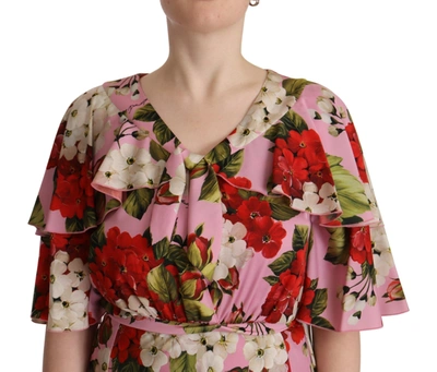 Shop Dolce & Gabbana Enchanting Floral Silk Maxi Women's Dress In Pink