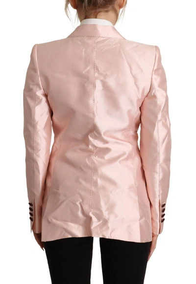 Dolce & Gabbana Pink Satin Long Sleeves Blazer Coat Jacket In Pink