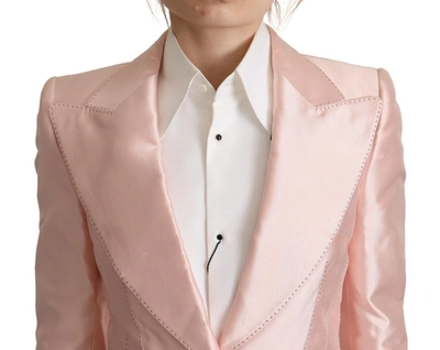 Dolce & Gabbana Pink Satin Long Sleeves Blazer Coat Jacket In Pink