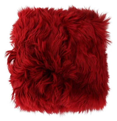 Shop Dolce & Gabbana Elegant Red Alpaca Fur Neck Wrap Women's Scarf