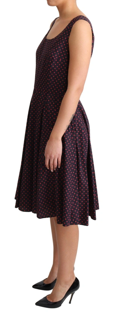 Dolce & Gabbana Red Blue Polka Cotton A-line Gown Dress In Red