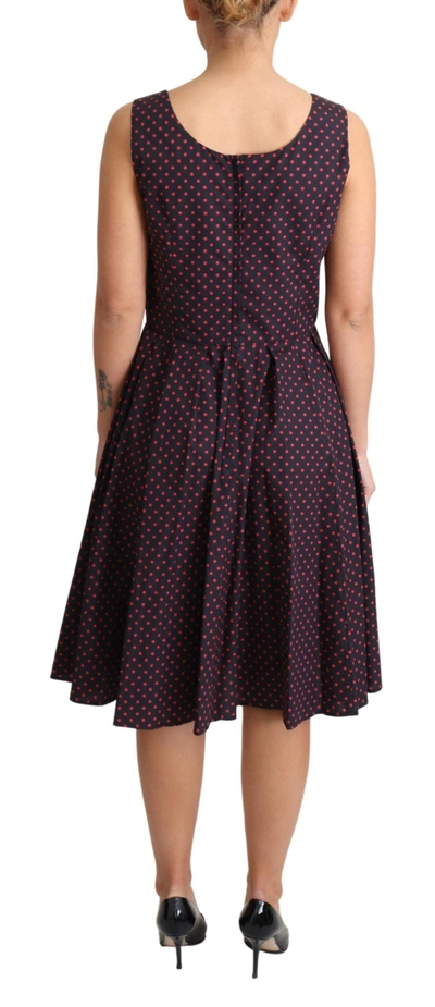 Dolce & Gabbana Red Blue Polka Cotton A-line Gown Dress In Red