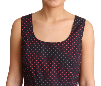 Dolce & Gabbana Red Blue Polka Cotton A-line Gown Dress In Red