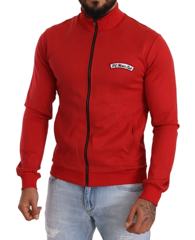 Shop Dolce & Gabbana Elegant Red Full Zip Sweater With Dg Motor Club Men's Motif