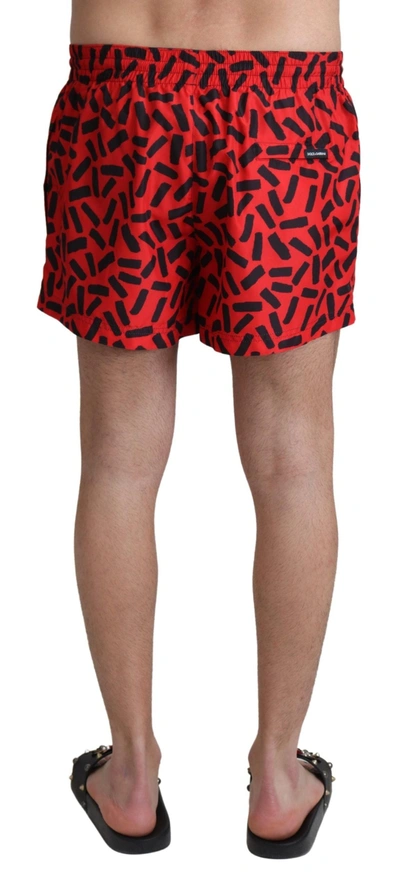 Shop Dolce & Gabbana Radiant Red Drawstring Swim Men's Trunks