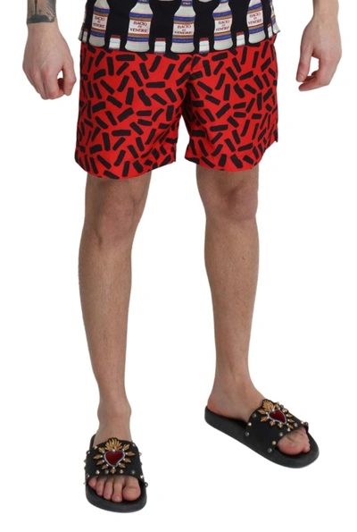 Shop Dolce & Gabbana Chic Red Swim Trunks Boxer Men's Shorts