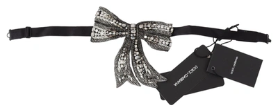 Shop Dolce & Gabbana Silver Crystal Beaded Sequined Silk Catwalk Necklace Women's Bowtie