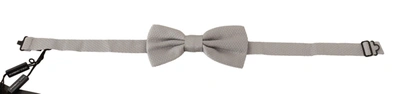 Shop Dolce & Gabbana Elegant Silver Silk Bow Men's Tie In Gray