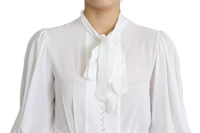Shop Dolce & Gabbana Elegant Snow-white Viscose Women's Blouse