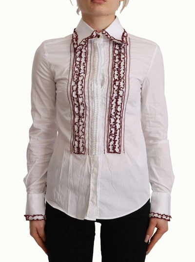 Dolce & Gabbana Elegant White Cotton Long Sleeve Polo Top In White