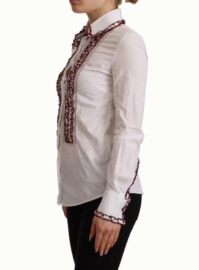 Shop Dolce & Gabbana Elegant White Cotton Long Sleeve Polo Women's Top