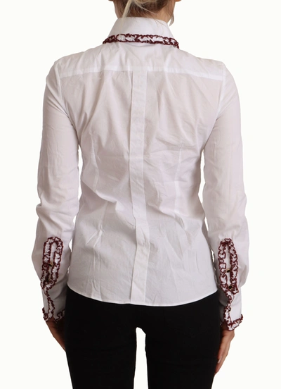 Dolce & Gabbana Elegant White Cotton Long Sleeve Polo Top In White