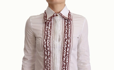 Shop Dolce & Gabbana Elegant White Cotton Long Sleeve Polo Women's Top