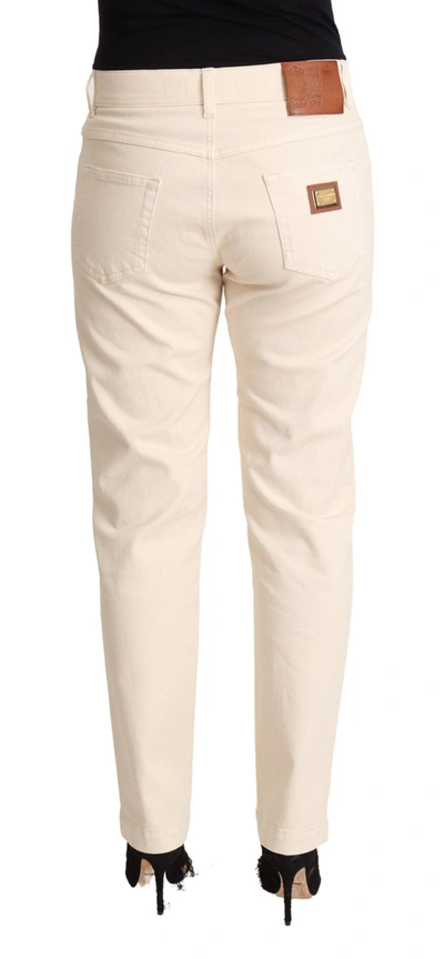 Shop Dolce & Gabbana White Cotton Skinny Denim Women Jeans Women's Pants