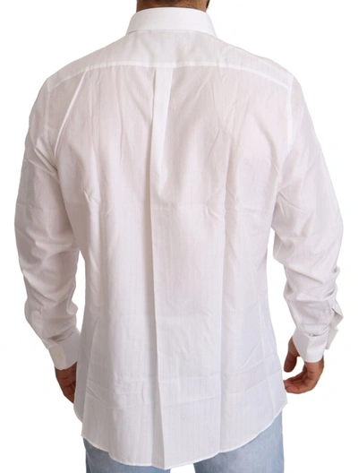 Shop Dolce & Gabbana White Cotton Martini Fit Men's Shirt