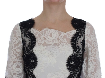 Dolce & Gabbana White Floral Lace Full Length Gown Dress In White