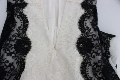 Dolce & Gabbana White Floral Lace Full Length Gown Dress In White