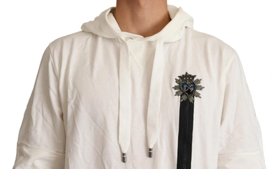 Shop Dolce & Gabbana Exquisite Off-white Cotton Hooded Men's Sweater In Off White