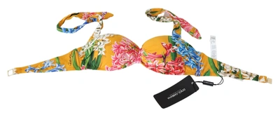 Shop Dolce & Gabbana Sunny Floral Bikini Top - Summer Women's Elegance In Yellow