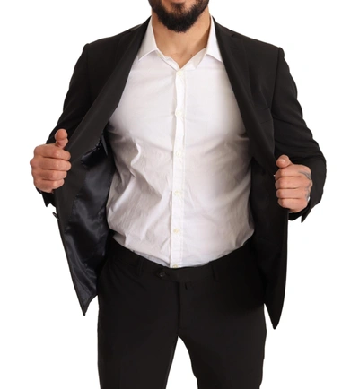 Domenico Tagliente Black Polyester Slim 2 Piece Set Tagliente Suit In Black