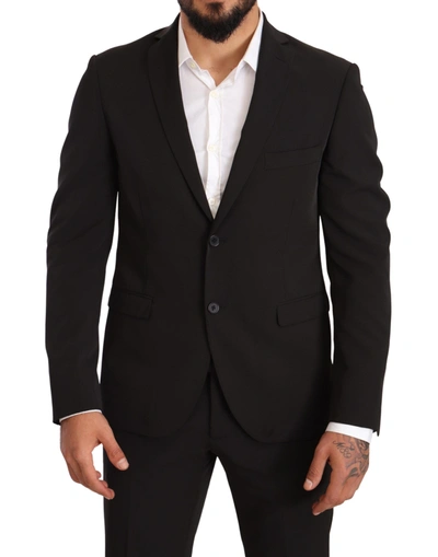 Domenico Tagliente Black Polyester Slim 2 Piece Set Tagliente Suit In Black