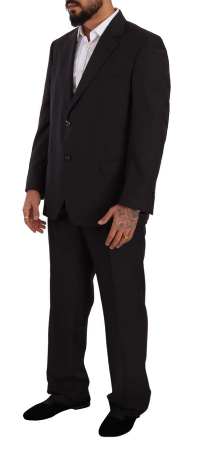 Domenico Tagliente Doico Tagliente Black Polyester Single Breasted Formal Suit In Gray