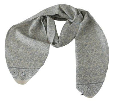 Ermanno Scervino Cotton Beige Blue Fantasy Print Scarf In Beige