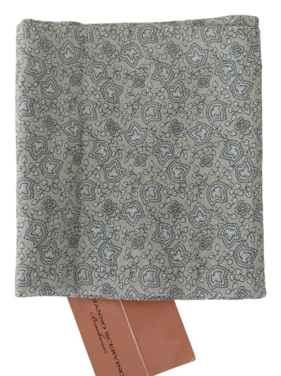 Ermanno Scervino Cotton Beige Blue Fantasy Print Scarf In Beige