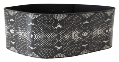 Shop Ermanno Scervino Classic Snakeskin Motif Leather Women's Belt In Black