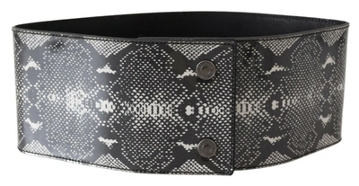 Shop Ermanno Scervino Classic Snakeskin Motif Leather Women's Belt In Black