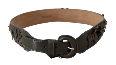 Ermanno Scervino Dark Brown Leather Round Buckle Waist Belt In Brown