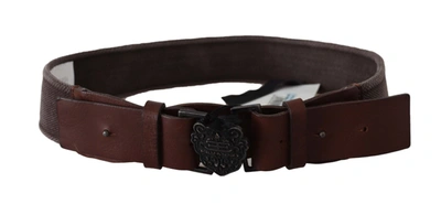 Ermanno Scervino Dark Brown Leather Wide Buckle Waist Belt In Brown