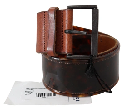 Ermanno Scervino Dark Brown Leather Wide Buckle Belt In Brown