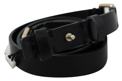 Shop Gianfranco Ferre Gf Ferre Elegant Black Leather Fashion Belt With Gold-tone Women's Buckle