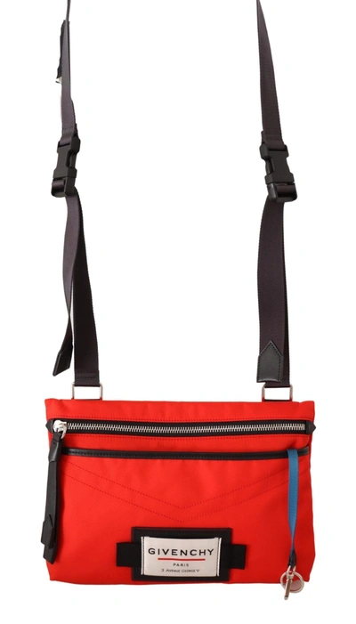 Givenchy Red Polyamide Downtown Flat Crossbody Bag In Red