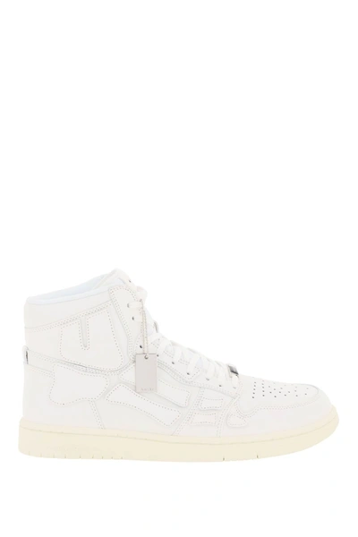 Shop Amiri Skel Hi-top Leather Sneakers In White