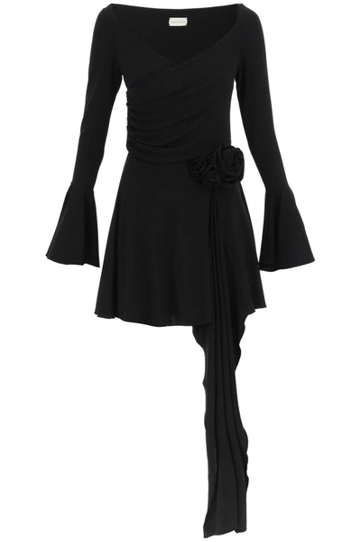 Shop Magda Butrym Draped Jersey Mini Dress In Black