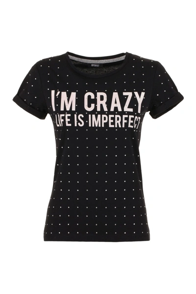 Shop Imperfect Chic  Cotton Tee With Brass Women's Detail In Black