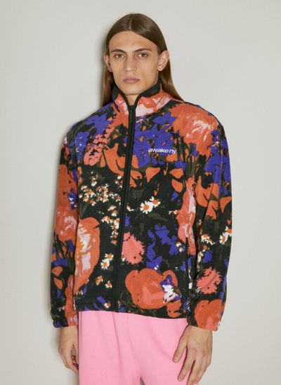 Shop Awake Ny Floral Fleece Jacket In Multicolour