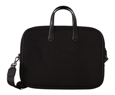 Shop Karl Lagerfeld Sleek Nylon Laptop Crossbody Bag For Sophisticated Men's Style In Black