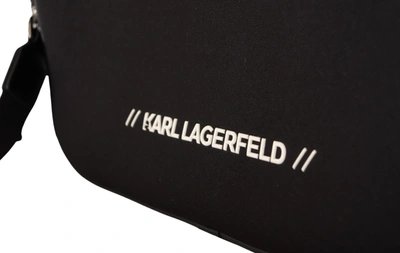 Shop Karl Lagerfeld Sleek Nylon Laptop Crossbody Bag For Sophisticated Men's Style In Black