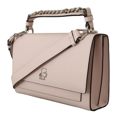 Shop Karl Lagerfeld Mauve Elegance Leather Shoulder Women's Bag In Pink