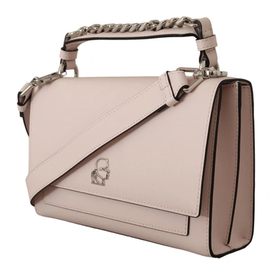 Karl Lagerfeld Light Pink Leather Shoulder Bag In Pink