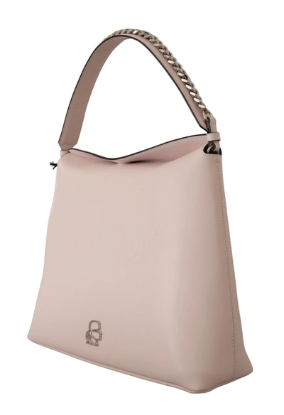 Shop Karl Lagerfeld Elegant Mauve Chalk Leather Shoulder Women's Bag In Pink