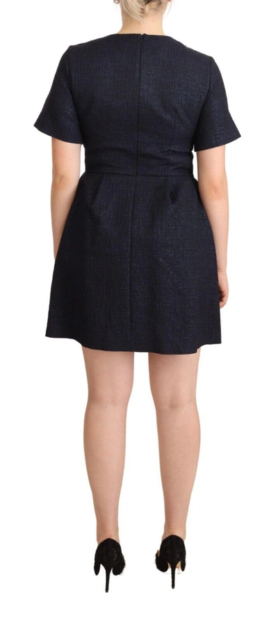 L'autre Chose Black Embellished Short Sleeves Mini A-line Dress In Black